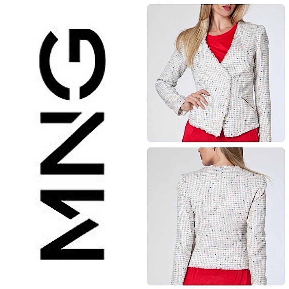 MNG Mango Boucle Tweed Biker Blazer